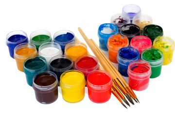 colorful gouache in jars