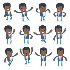 Set of Laughing and Joyful Character Startup entrepreneur in cel