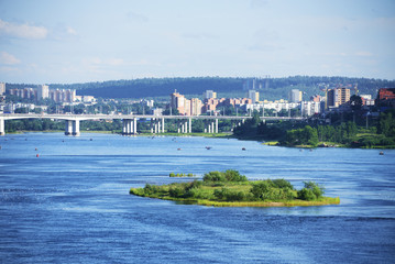 Fototapeta na wymiar Angara River in Irkutsk, Siberia, Russia