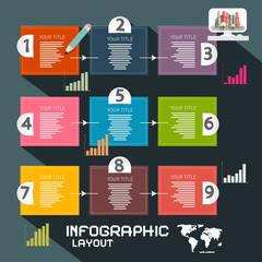 Infographics Template. Paper Vector Infographic Layout with Graphs and Arrows.
