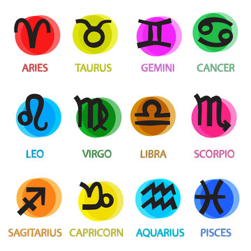Zodiac Icons Set. Vector.