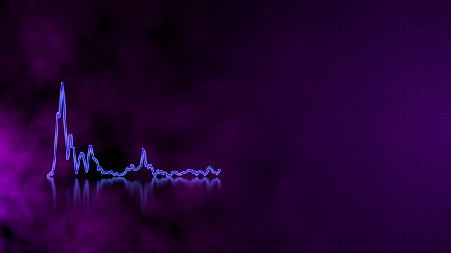 Animated background smoke with audio elements high-tech waveform. Place for your text. Ultra High Definition 4K animation.