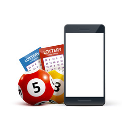 vector illustration of lottery 3d icon balls ticket phone isolated on white vector illustration

