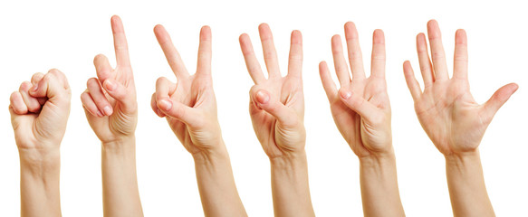 Finger zählen von Null bis Fünf