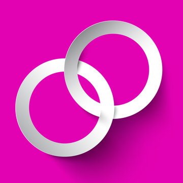 Paper Rings Connected on Pink Background