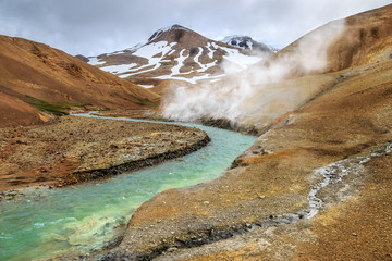 Mountain and River, Geothermal Area, Iceland