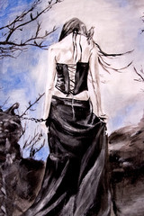 Naklejka premium Goth woman in chains
