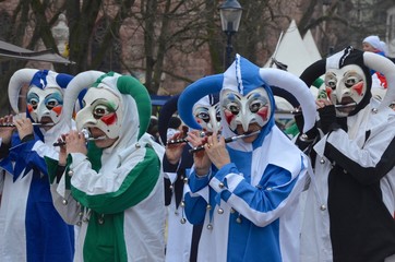 Colourful parade of carnival masks in Basel, Switzerland
