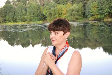 woman at the lake