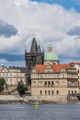 View of Bank of Vltava and Old Town. Prague, Czech Republic.