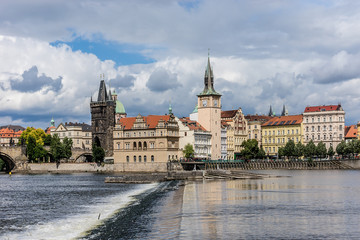 Naklejka premium View of Bank of Vltava and Old Town. Prague, Czech Republic.