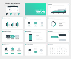 Vector set of presentation template and icons for modern busines
