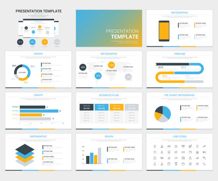 Vector set of presentation template and icons for modern busines