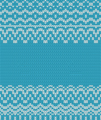 Seamless knitting blue pattern. Winter ornament background. - 119471193
