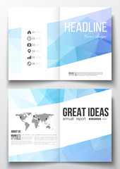 Set of business templates for brochure, magazine, flyer, booklet or annual report. Abstract colorful polygonal background, modern stylish triangle vector texture