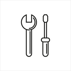 Fototapeta premium Web line icon. Wrench and screwdriver