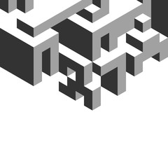 The pattern of gray isometric shapes on a white background.