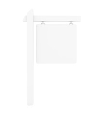 Information sign pole on white background. Outdoor city banner and flag. Blank and template. 3D rendering.