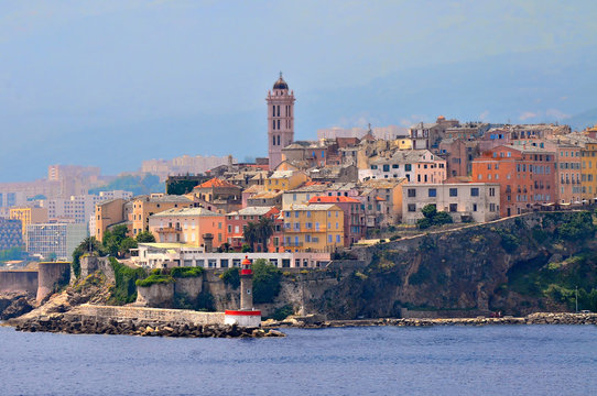 View of the seaside  city of  Bastia on Corsica

