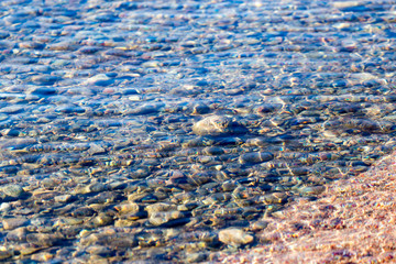stones under the surface of the water