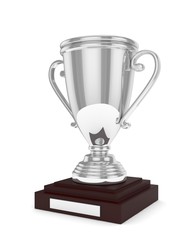Silver cup on white background. 3D rendering.
