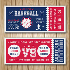 Baseball Blue Red Tickets 