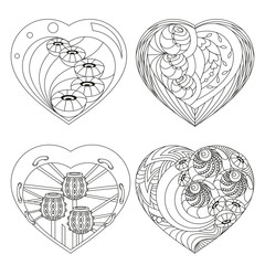 Set of hearts in the style of Doodle