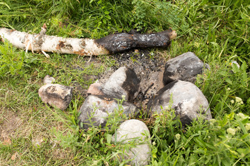 Obraz premium stones for a fire in the ground