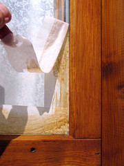 Masking tape on glass