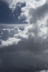blue sky with stormy rainny clouds