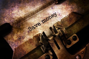 Save money text on typewriter