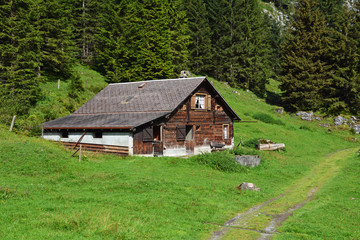 Fototapeta na wymiar Alphütte im Schächental, Uri