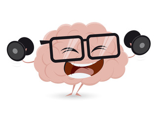 funny brain training with dumbbells clipart 