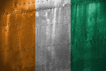 metal texutre or background with Côte d'Ivoire flag