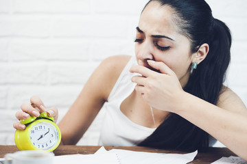 woman sleeping in desktop