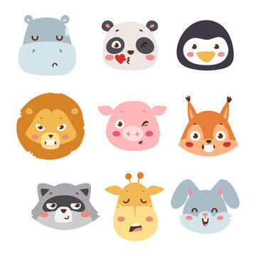 Animal emotion avatar vector illustration icon