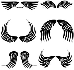 tattoo black  wings set in vector format very easy to edit