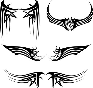 tribal black wings tattoo pack collection in vector format