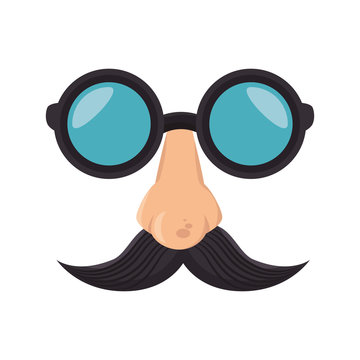 funny disguise mask glasses nose mustache party cartoon element vector illustration
