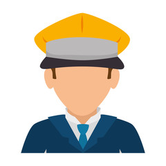 man hat suit tie chauffer driver service male guy cartoon vector illustration