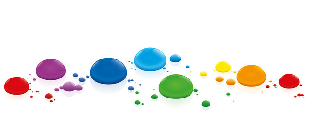 Rainbow colored drops - isolated vector illustration on white background.