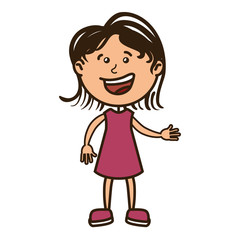 girl smiling happy child kid face cartoon vector illustration