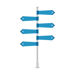 road arrow sign direction pole travel way vector illustration