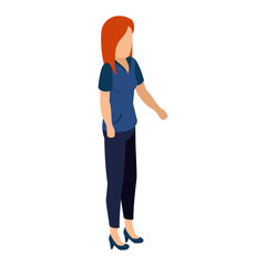 avatar woman standing female person wearing casual clothes cartoon vector illustration