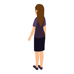 avatar woman back standing female person wearing casual clothes cartoon vector illustration