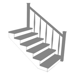 Modern gray staircase icon. Ladder 3d side view. Vector illustration on white background.
