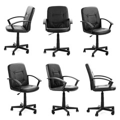Obraz premium Collage of black office chair isolated on white