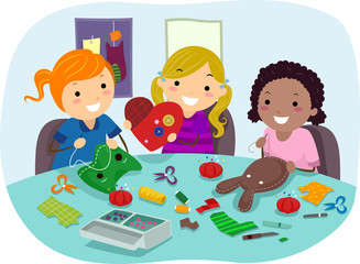 Stickman Kids Sewing Party Crafts Girls