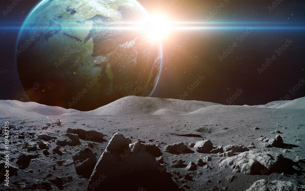 Canvas Prints view of earth from moon. elements of this image furnished by nasa