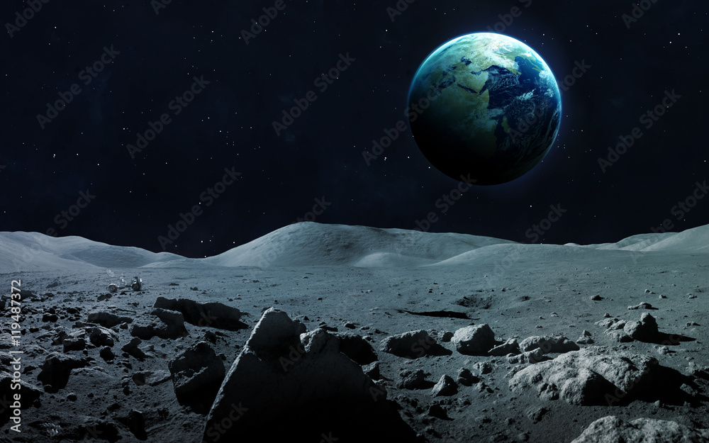 Canvas Prints view of earth from moon. elements of this image furnished by nasa